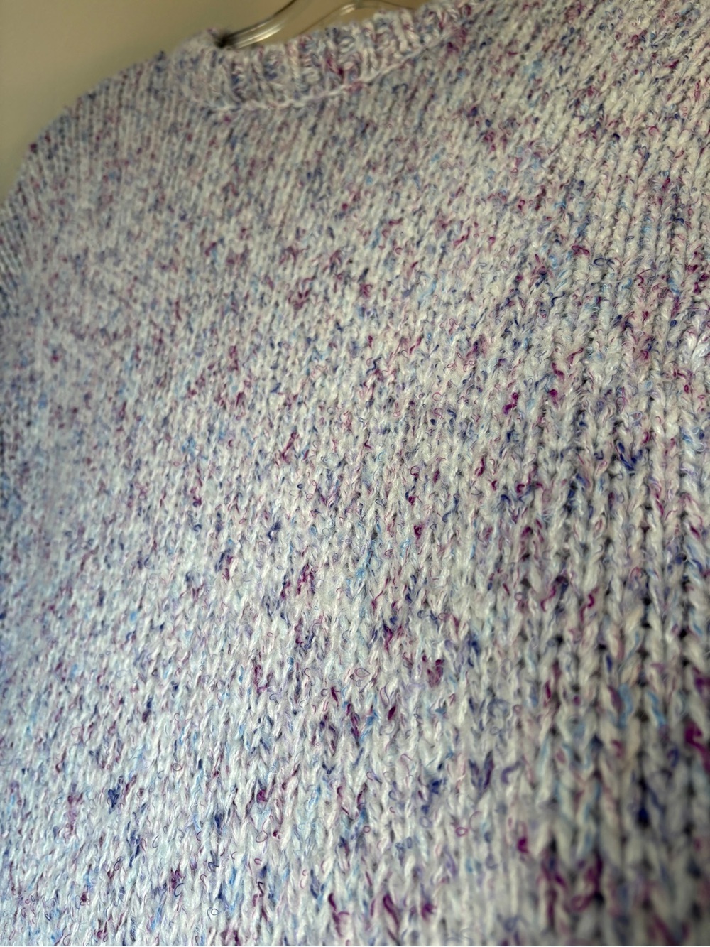 Icône Simons Lavender Periwinkle Confetti Marled Knit Crewneck Sweater Small S - Picture 5 of 6